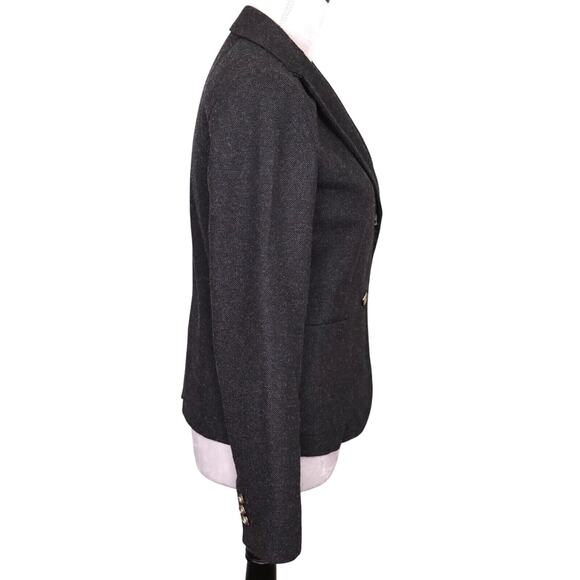 Gap Jacket Womens 4 Charcoal Gray Wool Blend Tweed Academy Blazer Lined Career - Picture 5 of 15
